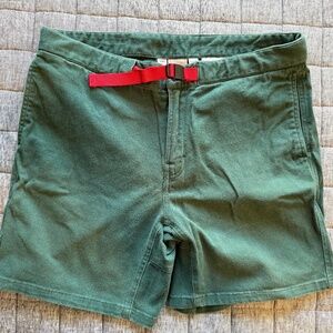 Topo Designs Belted Climb Shorts - Mens L - Green -  Waist Canvas Hiking